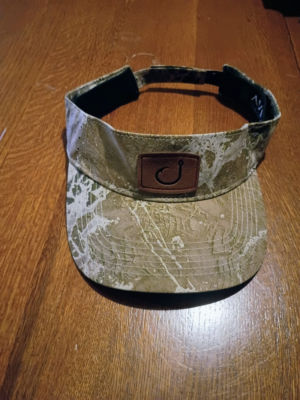 Men's Olive Camo Visor with Leather Patch